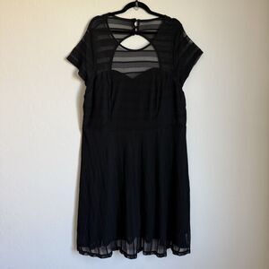 City Chic Womens Sheer Sweetheart Cut Out Whimsy Goth Mini Dress Size XL Grunge